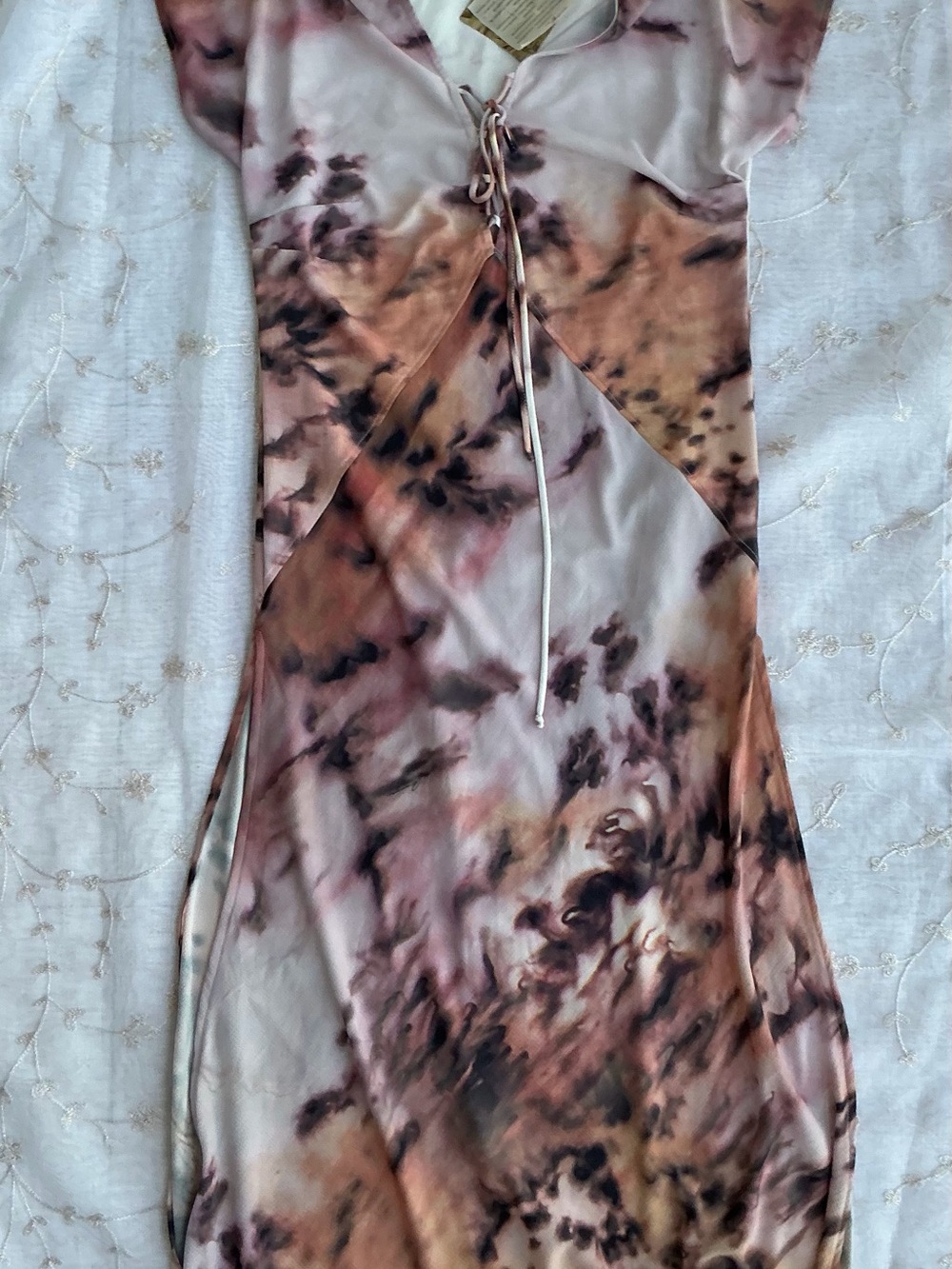 Women’s Maxi Dress in Blush & Taupe Tie-Dye